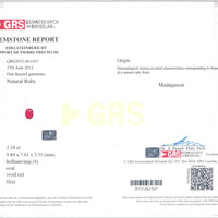 2.34 cts Natural Madagascar Ruby Loose Gemstone Oval Cut | GRS Certified