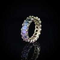 Natural Sapphire Rainbow Ring Eternity Ring