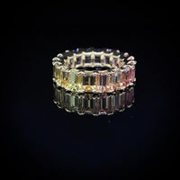 Exclusive Rainbow Unheated Natural Sapphire Ring | Eternity Ring | 18K Yellow Gold | Certified | Untreated | Earth Mined
