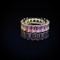 Exclusive Rainbow Unheated Natural Sapphire Ring | Eternity Ring | 18K Yellow Gold | Certified | Untreated | Earth Mined