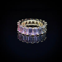 Exclusive Rainbow Unheated Natural Sapphire Ring | Eternity Ring | 18K Yellow Gold | Certified | Untreated | Earth Mined