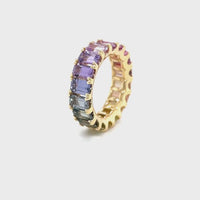 Exclusive Rainbow Unheated Natural Sapphire Ring | Eternity Ring | 18K Yellow Gold | Certified | Untreated | Earth Mined