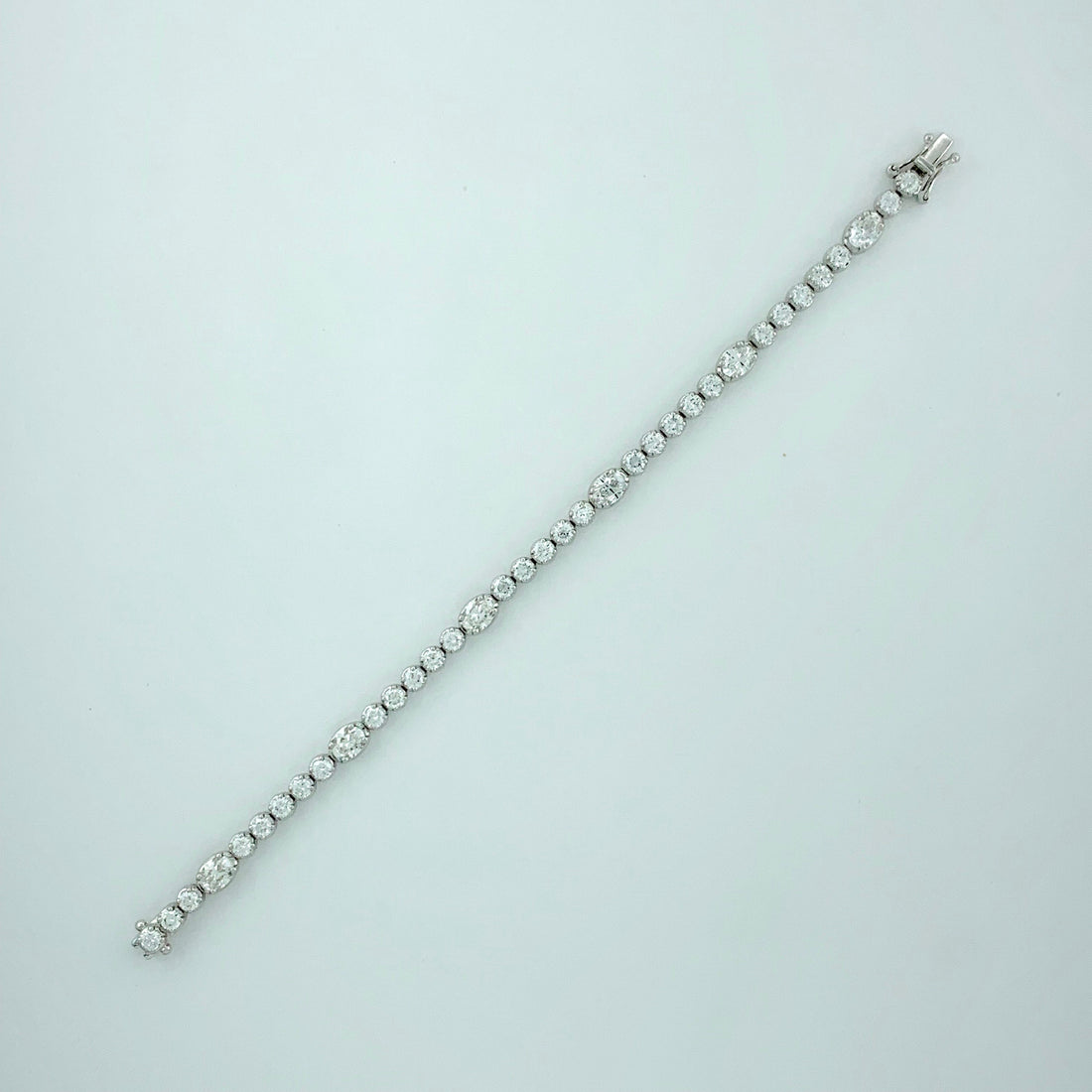 5.89 ctw Oval & Round Natural Diamond Bracelet | 18K White Gold | Classic Collection | Solitaire Bracelet | Minimal Jewelry