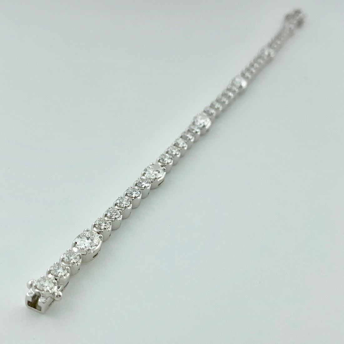 5.89 ctw Oval & Round Natural Diamond Bracelet | 18K White Gold | Classic Collection | Solitaire Bracelet | Minimal Jewelry