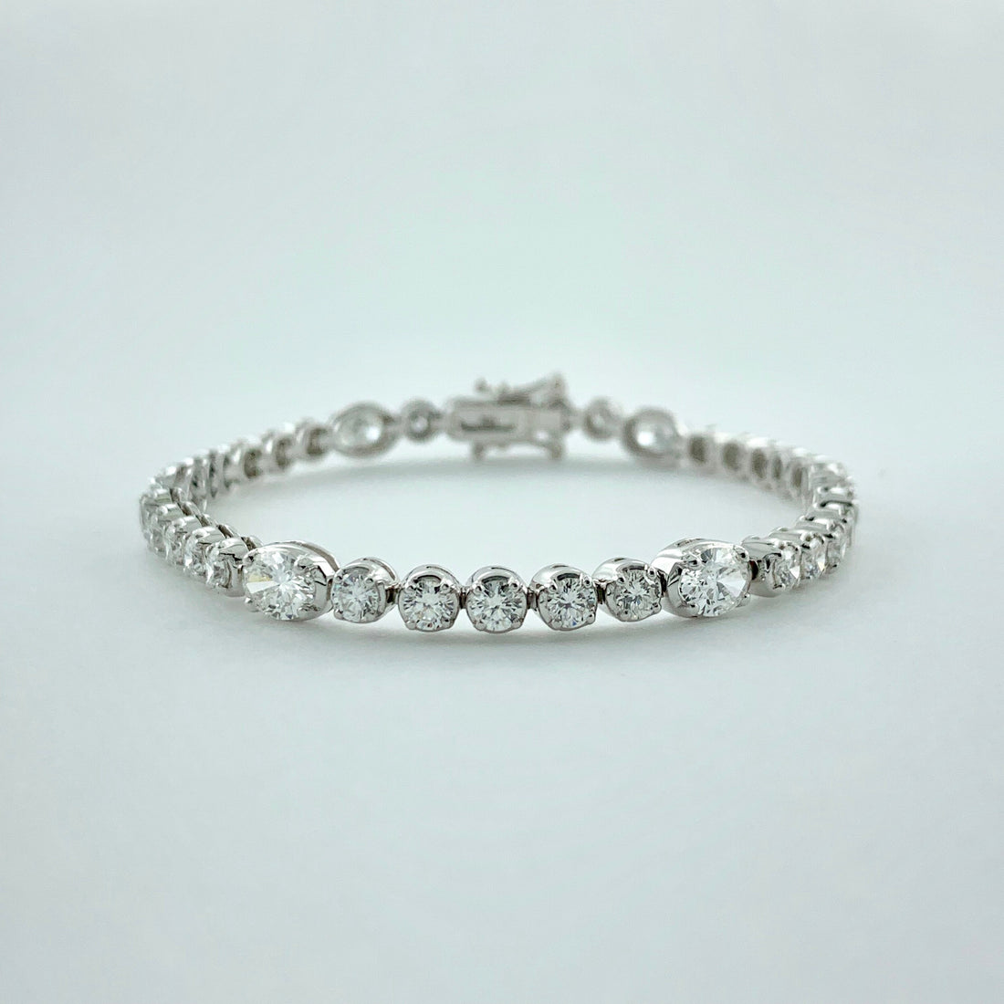 5.89 ctw Oval & Round Natural Diamond Bracelet | 18K White Gold | Classic Collection | Solitaire Bracelet | Minimal Jewelry