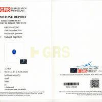 2.34 cts Natural Blue Sapphire Loose Gemstone Oval Cut GRS Certified