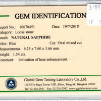 1.54 cts Natural Blue Sapphire Loose Gemstone Oval Cut Certified