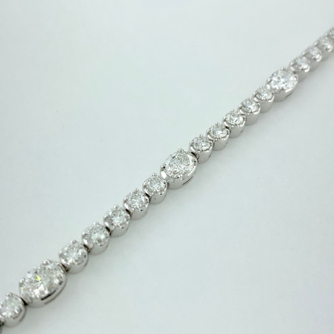 5.89 ctw Oval & Round Natural Diamond Bracelet | 18K White Gold | Classic Collection | Solitaire Bracelet | Minimal Jewelry