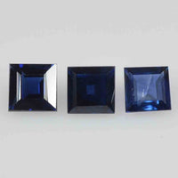 2.6-3.4 mm Natural Calibrated Blue Sapphire Loose Gemstone Square Cut