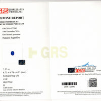 2.32 cts Natural Blue Sapphire Loose Gemstone Oval Cut Certified