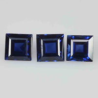 3.4 mm-4.8 mm Natural Calibrated Blue Sapphire Loose Gemstone Square Cut