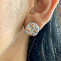 1.71 ctw Round Brilliant Natural Diamond Earring | 18K Rose Gold & White Gold | Classic Studs