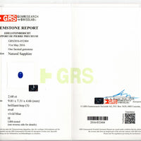 2.68 cts Natural Vivid Blue Sapphire Loose Gemstone Oval Cut Certified