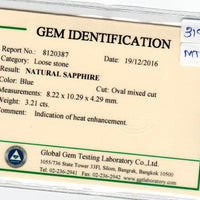 3.21 cts Natural Blue Sapphire Loose Gemstone Oval Cut Certified