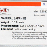 1.13 Cts Natural Blue Sapphire Loose Gemstone Oval Cut AGL Certified