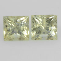 4.2-4.4 mm Natural Yellow Sapphire Loose Pair Gemstone Princess Cut