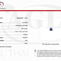 2.86 cts Unheated Natural Blue Sapphire Loose Gemstone Trillion Cut Certified