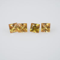 3.2-4.1 mm Natural Calibrated Yellow Sapphire Loose Gemstone Princess Cut