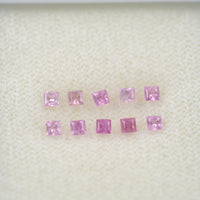 LOTS: 2.0-2.9 mm Natural Pink Sapphire Loose Gemstone Square Princess Cut