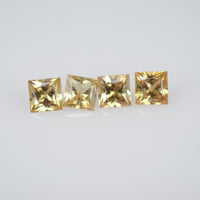 3.2-4.5 mm Natural Calibrated Yellow Sapphire Loose Gemstone Princess Cut