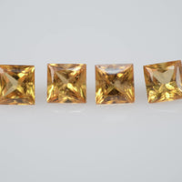 3.2-3.7 mm Natural Calibrated Yellow Sapphire Loose Gemstone Princess Cut