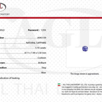 3.10 cts Unheated Natural Blue Sapphire Loose Gemstone Cushion Cut Certified