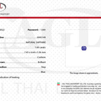 1.66 cts Unheated Natural Blue Sapphire Loose Gemstone Cushion Cut Certified