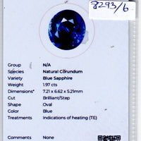 1.97 cts Natural Blue Sapphire Loose Gemstone Oval Cut