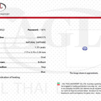 1.35 cts Natural Blue Sapphire Loose Gemstone Oval Cut Certified