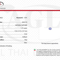 1.37 cts Natural Blue Sapphire Loose Gemstone Oval Cut Certified