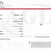 1.50 cts Natural Blue Sapphire Loose Gemstone cushion Cut Certified