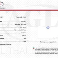 1.61 cts Natural Blue Sapphire Loose Gemstone Cushion Cut Certified