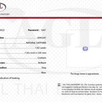 1.82 cts Natural Blue Sapphire Loose Gemstone Cushion Cut Certified