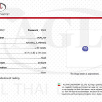 2.30 cts Unheated Natural Blue Sapphire Loose Gemstone Oval Cut Certified