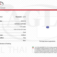 1.51 cts Unheated Natural Blue Sapphire Loose Gemstone Oval Cut Certified