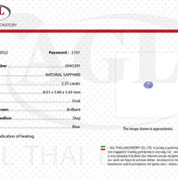 2.25 cts Unheated Natural Blue Sapphire Loose Gemstone Oval Cut Certified