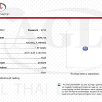 1.69 cts Unheated Natural Blue Sapphire Loose Gemstone Oval Cut Certified