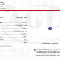 3.07 cts Unheated Natural Blue Sapphire Loose Gemstone Cushion Cut Certified