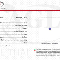 1.25 cts Unheated Natural Blue Sapphire Loose Gemstone Oval Cut Certified