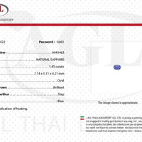 1.45 cts Unheated Natural Blue Sapphire Loose Gemstone Oval Cut Certified