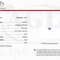 0.82 cts Unheated Natural Blue Sapphire Loose Gemstone Oval Cut Certified