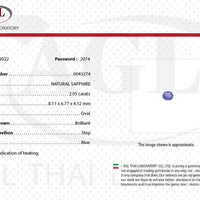 2.05 cts Unheated Natural Blue Sapphire Loose Gemstone Oval Cut Certified