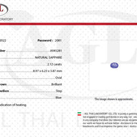 2.12 cts Unheated Natural Blue Sapphire Loose Gemstone Oval Cut Certified