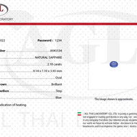 2.18 cts Unheated Natural Blue Sapphire Loose Gemstone Oval Cut Certified