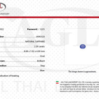 2.26 cts Unheated Natural Blue Sapphire Loose Gemstone Oval Cut Certified