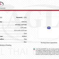 2.59 cts Unheated Natural Blue Sapphire Loose Gemstone Oval Cut Certified