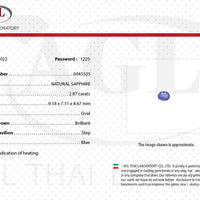 2.87 cts Unheated Natural Blue Sapphire Loose Gemstone Oval Cut Certified