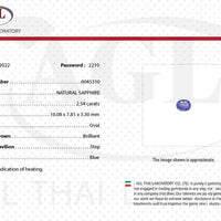 2.54 cts Unheated Natural Blue Sapphire Loose Gemstone Oval Cut Certified