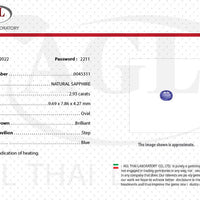 2.93 cts Unheated Natural Blue Sapphire Loose Gemstone Oval Cut Certified