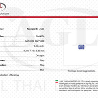 2.45 cts Unheated Natural Blue Sapphire Loose Gemstone Emerald Cut Certified